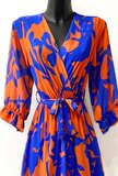 Sierlijke blauw-oranje maxi jurk SOLD OUT_