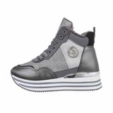 Hoge grijze mixed textiel sneaker Viva_