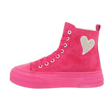 Fuchsia hoge textiel sneaker Noa._