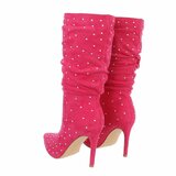 Fuchsia suede halfhoge laars Eunice_