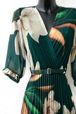 Sierlijke groene mix maxi plisse jurk_