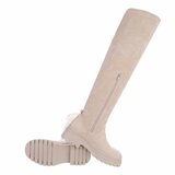 Beige suede overknee laars Hetty_