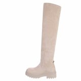 Beige suede overknee laars Hetty_