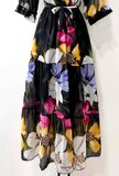 Robe longue noire a fleurs colores_