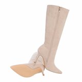 Beige suede halfhoge laars Laetitia_