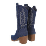 Donker blauw  biker-western enkellaarsje Aranya_