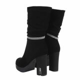 Zwart suede high heel enkellaarsje Arevik_