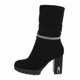 Zwart suede high heel enkellaarsje Arevik_