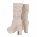 Beige suede high heel enkellaarsje Arevik_