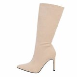 Beige suede halfhoge laars Antoinette_