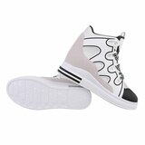 Hoge wit-zwarte mixed  sneaker Helga_