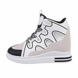 Hoge wit-zwarte mixed  sneaker Helga_