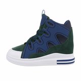 Hoge blauw-groene mixed  sneaker Helga_