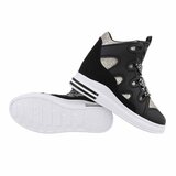 Hoge zwarte mixed  sneaker Helga_