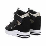 Hoge zwarte mixed  sneaker Helga_