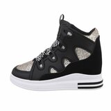 Hoge zwarte mixed  sneaker Helga_