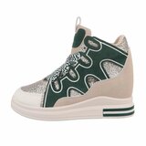 Hoge groen-beige mixed  sneaker Helga_