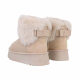 Beige korte suede winterboot Marianne  _