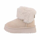 Beige korte suede winterboot Marianne  _