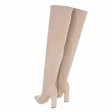 Beige suede overknee laars Corine_