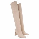 Beige suede overknee laars Corine_