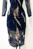 Prachtige blauwe mixed mesh bodycon jurk._