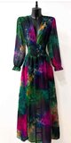 Sierlijke mixed colours maxi jurk met motief   _