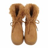 Camelkleurige korte suede winterboot Asuka_