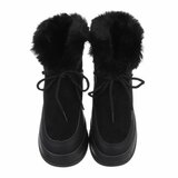 Zwarte korte suede winterboot Asuka_