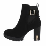 Zwart suede high heel enkellaarsje Claudine_