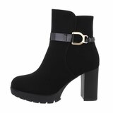 Zwart suede high heel enkellaarsje Fadila_