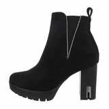 Zwart suede high heel enkellaarsje Laila_