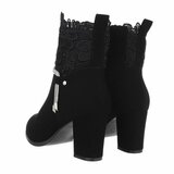 Zwart suede high heel enkellaarsje Aurelle_