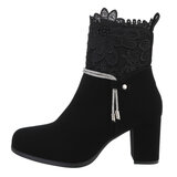 Zwart suede high heel enkellaarsje Aurelle_