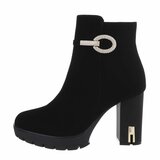 Zwart suede high heel enkellaarsje Akira_