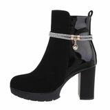 Zwart high heel mixed enkellaarsje Solema_