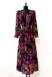 Maxi robe longue rouge mix a motif _