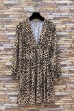 Mooie korte mixed jurk met leopardprint_