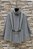 Elegante grijs-zwarte cape jas_