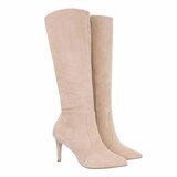 Beige suede halfhoge laars Michelle_