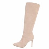 Beige suede halfhoge laars Michelle_