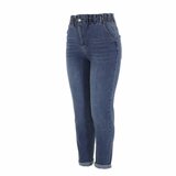Modieuze blauwe high waist jeans in used look_