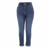 Modieuze blauwe high waist jeans in used look_