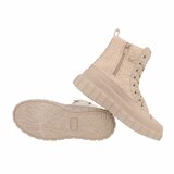 Hoge kaki bruine mixed  wol sneaker Amalda_