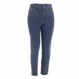 Modieuze blauwe high waist jeans met studs_