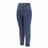 Modieuze blauwe high waist jeans met studs_