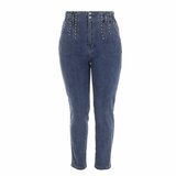 Modieuze blauwe high waist jeans met studs_