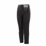 Trendy zwarte high waist leatherlook broek_