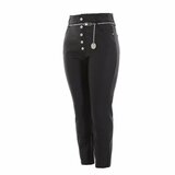 Mooie zwarte high waist leatherlook broek_