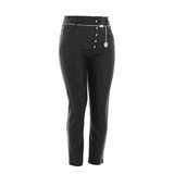 Mooie zwarte high waist leatherlook broek_